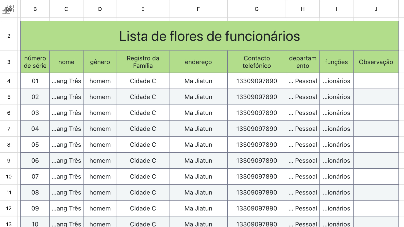Lista de flores do funcionário1